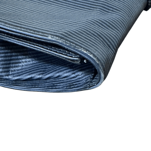 Bagheera Vintage Navy Blue Striped Leather Clutch Snap Closure - Made in Italy - Picture 10 of 12